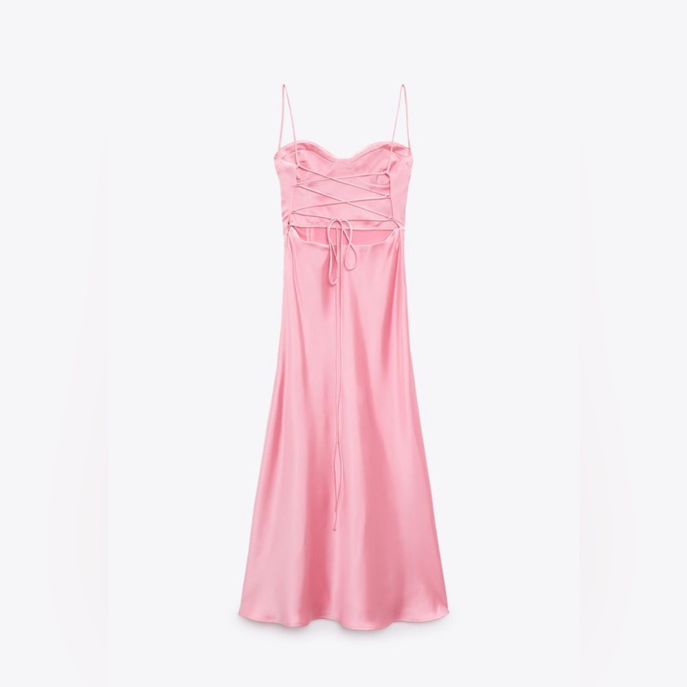Zara dress satin effect corset party coctail midi dress - Picture 16 of 16